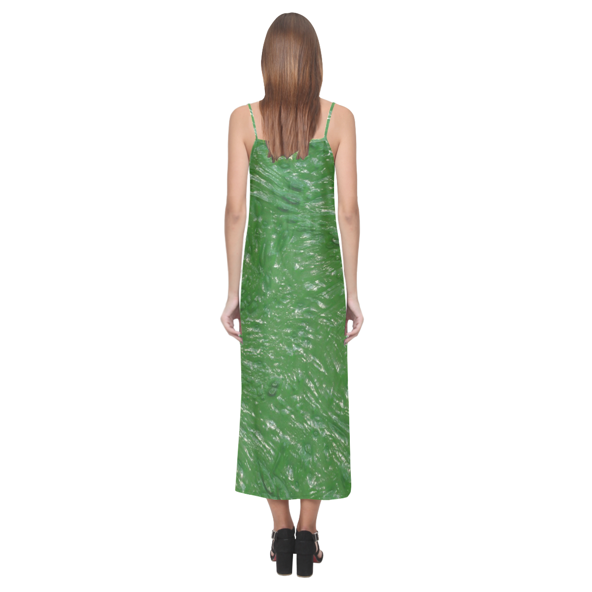 thick wet paint D by FeelGood V-Neck Open Fork Long Dress(Model D18)