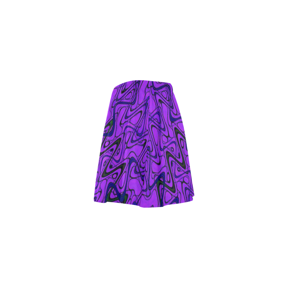 Purple and Black Waves Mini Skating Skirt (Model D36)