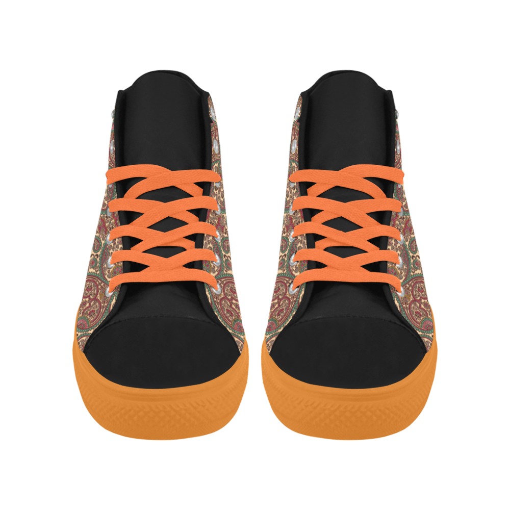 Shiny Rhinestone Hearts Aquila High Top Microfiber Leather Women's Shoes (Model 032)