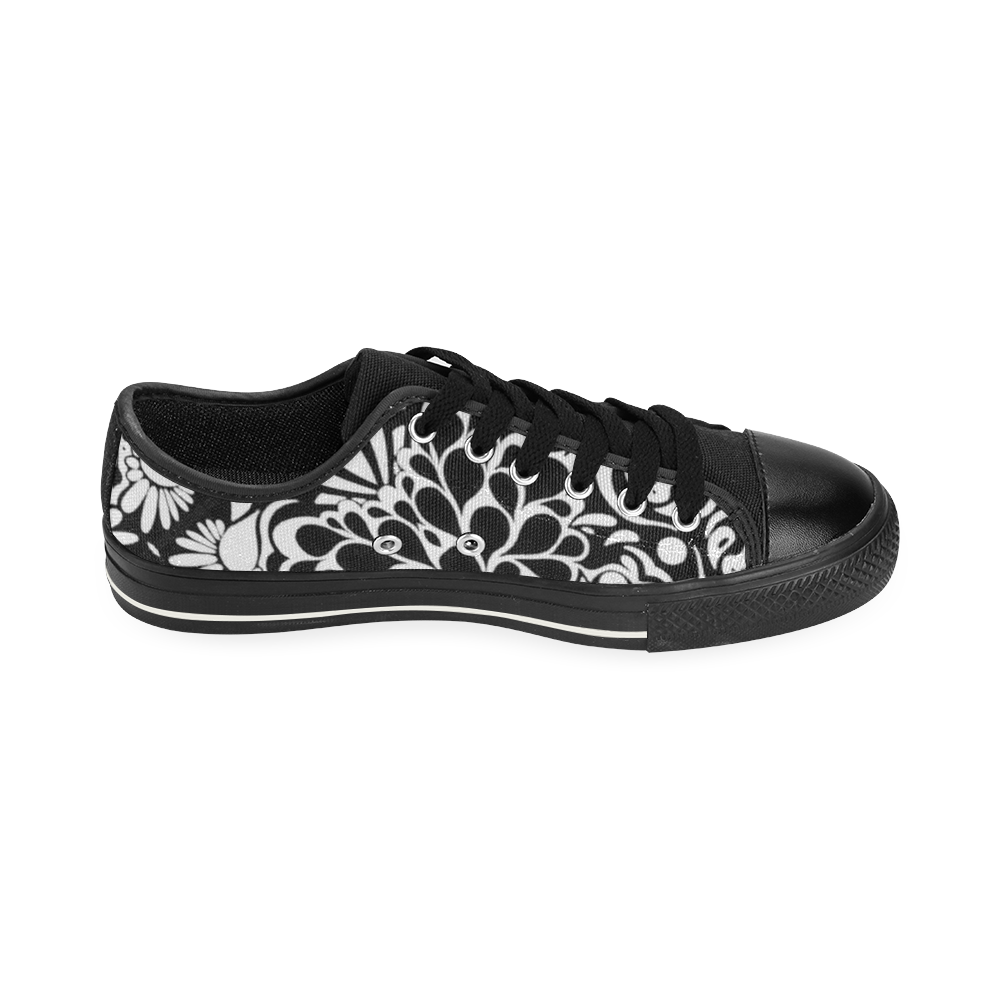 70s Wall Paper Black and White Men's Classic Canvas Shoes (Model 018)
