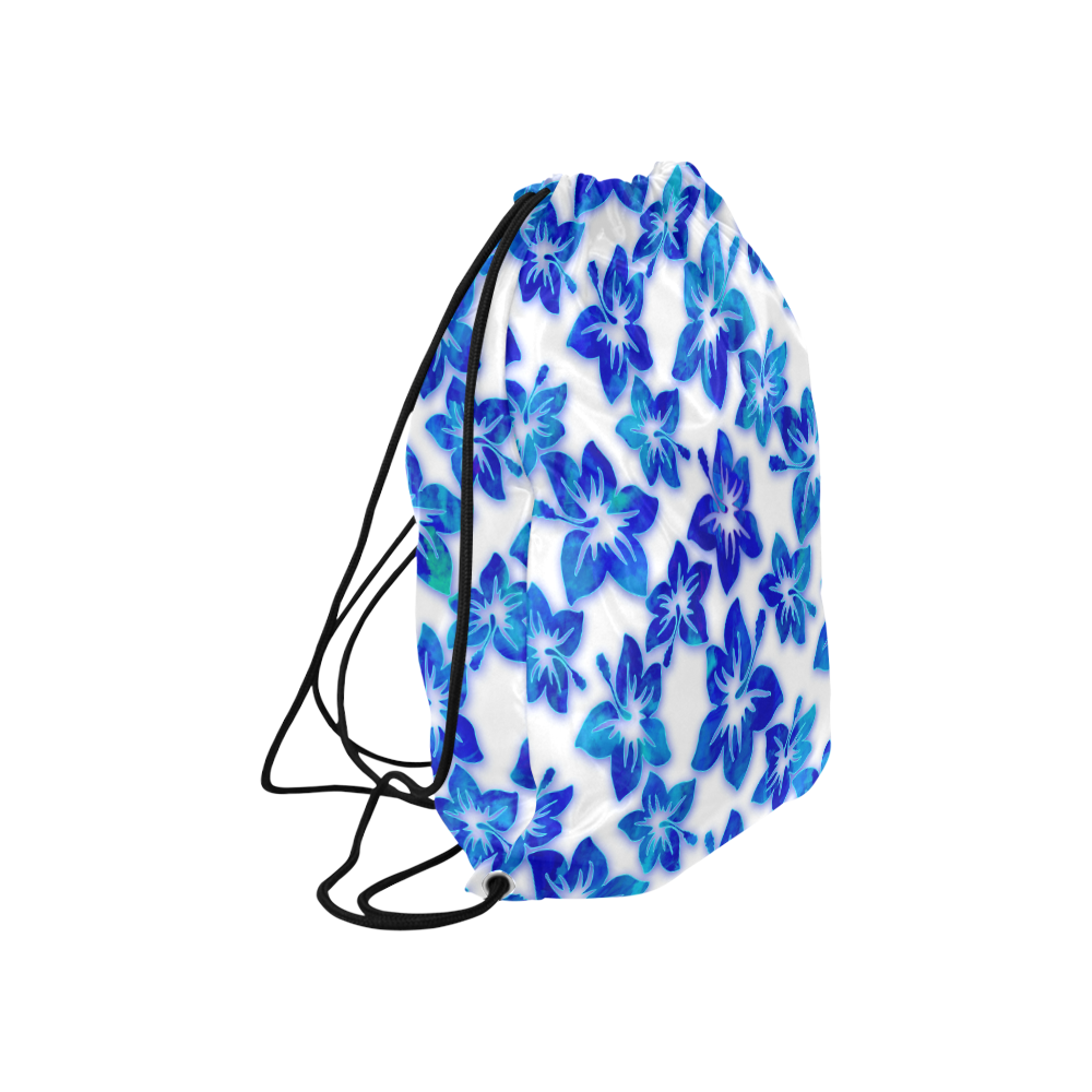 blue hibiscus Large Drawstring Bag Model 1604 (Twin Sides)  16.5"(W) * 19.3"(H)