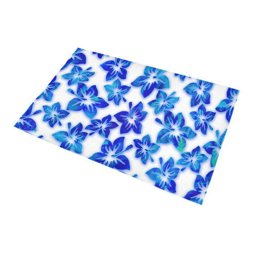 blue hibiscus Bath Rug 20''x 32''