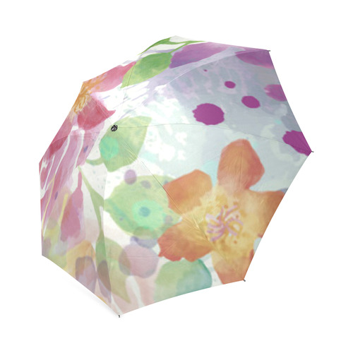 Watercolor Splash Red Green Floral Pattern Foldable Umbrella (Model U01)