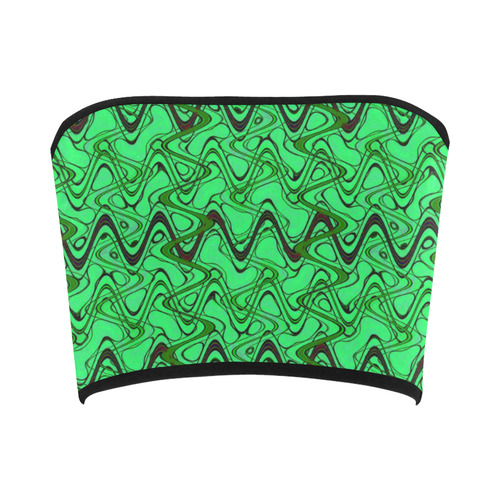 Green and Black Waves Bandeau Top