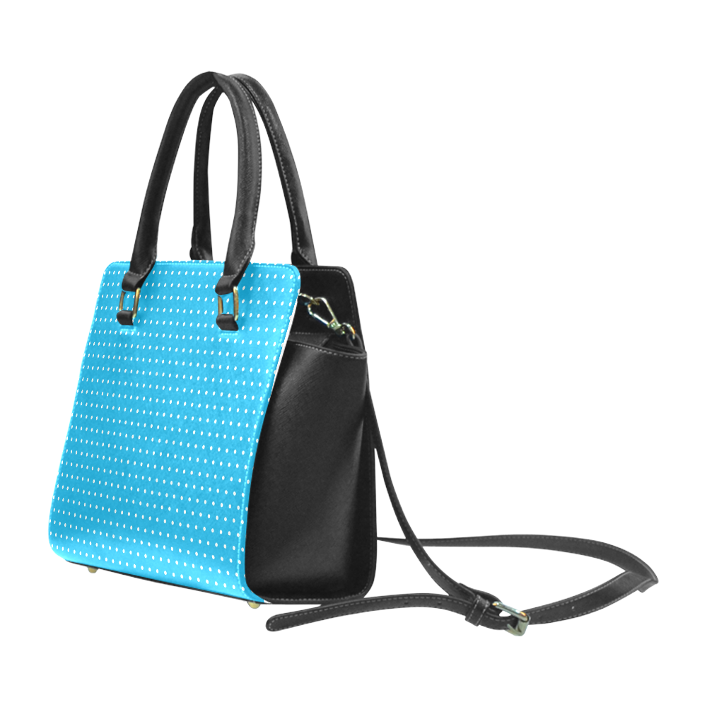 Polka Dot Pin SkyBlue - Jera Nour Rivet Shoulder Handbag (Model 1645)