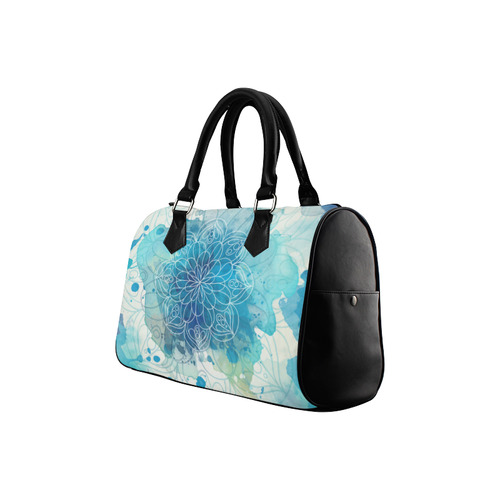 Blue Watercolor Splash Mandala Boston Handbag (Model 1621)