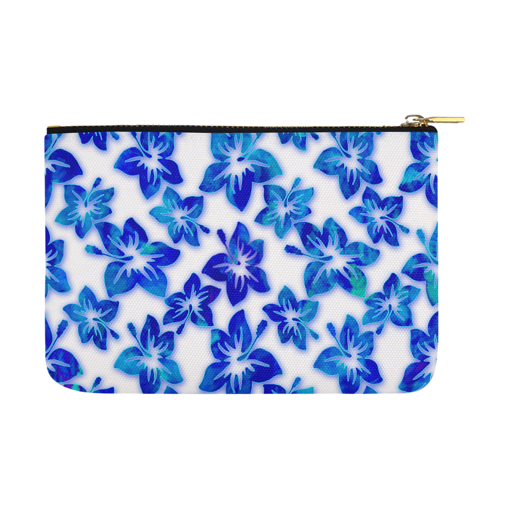 blue hibiscus Carry-All Pouch 12.5''x8.5''
