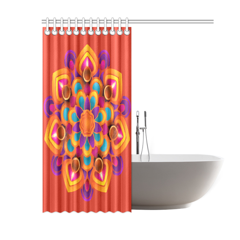 Red Orange Purple Mandala Shower Curtain 60"x72"