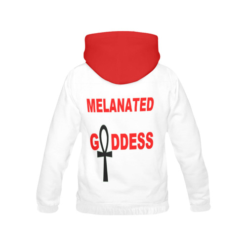 Melanated Goddess red/White Hoodie All Over Print Hoodie for Women (USA Size) (Model H13)