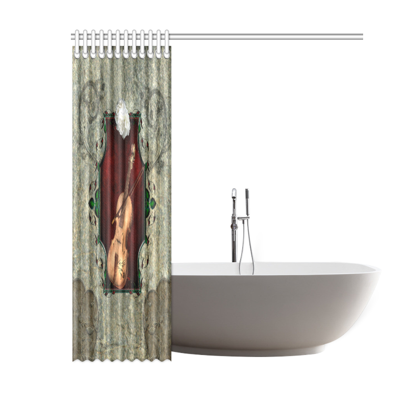 Violin with violin bow and flowers Shower Curtain 60"x72"