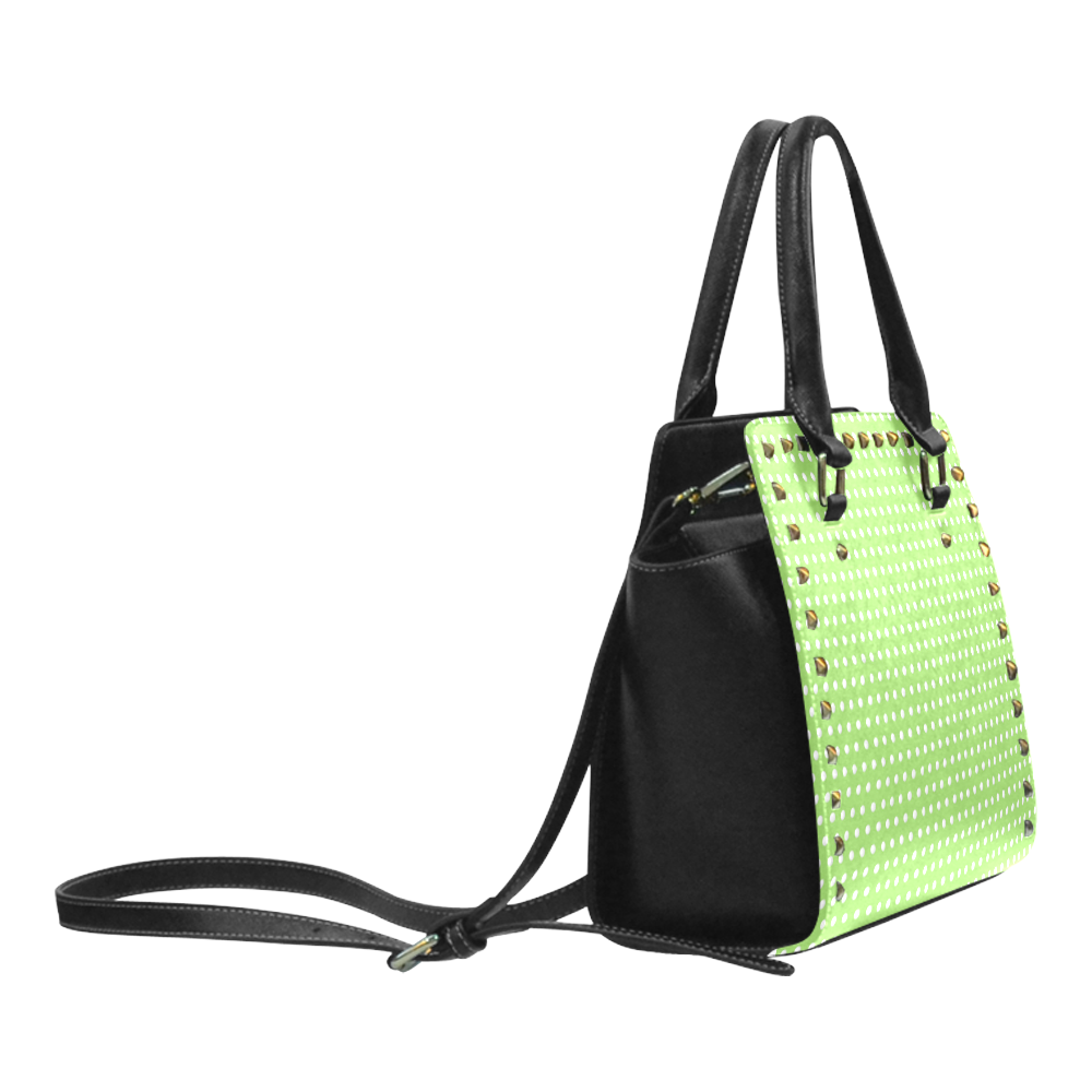 Polka Dot Pin Lime - Jera Nour Rivet Shoulder Handbag (Model 1645)