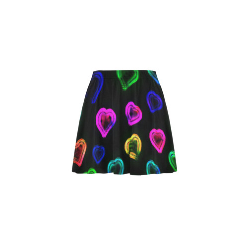 blurry neon hearts Mini Skating Skirt (Model D36)