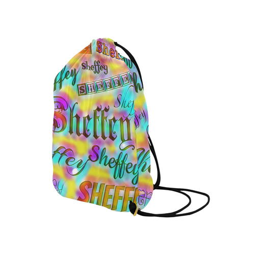 Sheffey Fonts - Yellow and Pink Rainbow Medium Drawstring Bag Model 1604 (Twin Sides) 13.8"(W) * 18.1"(H)