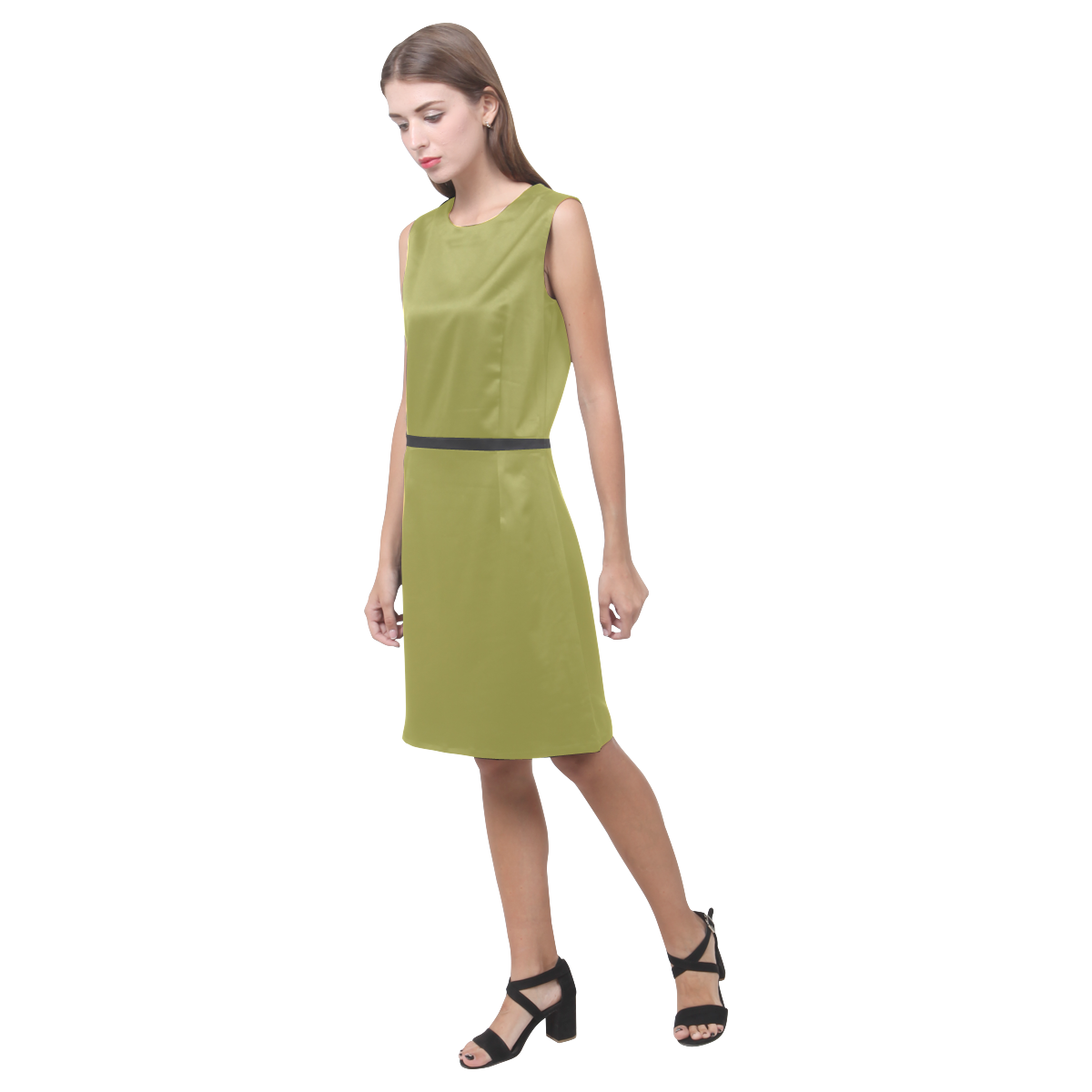 Golden Lime Eos Women's Sleeveless Dress (Model D01)