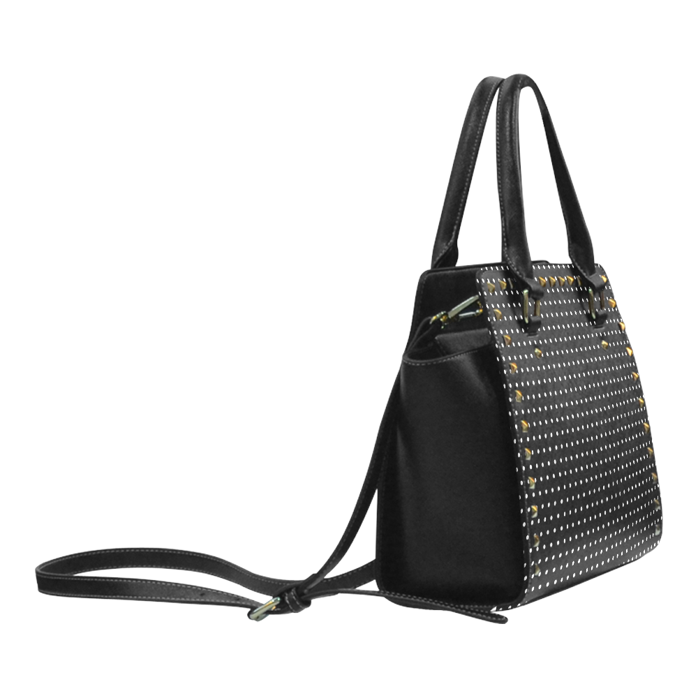 Polka Dot Pin Black - Jera Nour Rivet Shoulder Handbag (Model 1645)