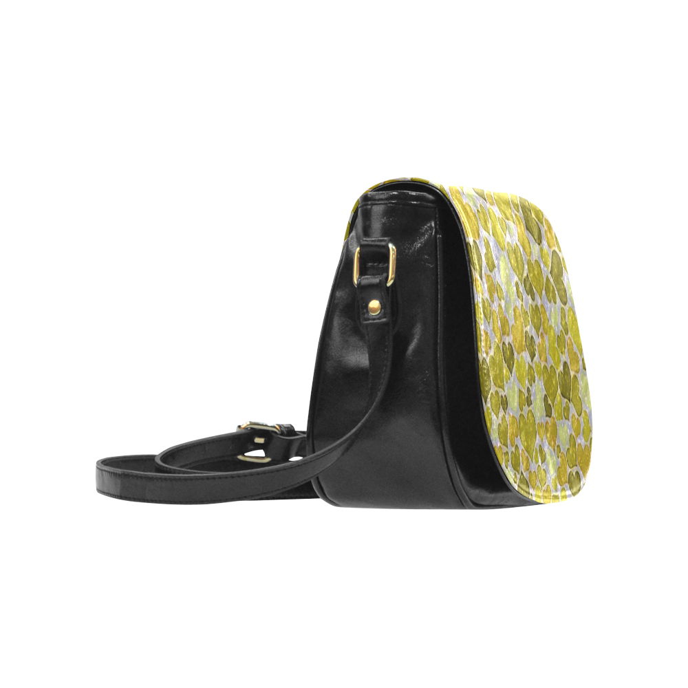 sparkling hearts,yellow by JamColors Classic Saddle Bag/Large (Model 1648)