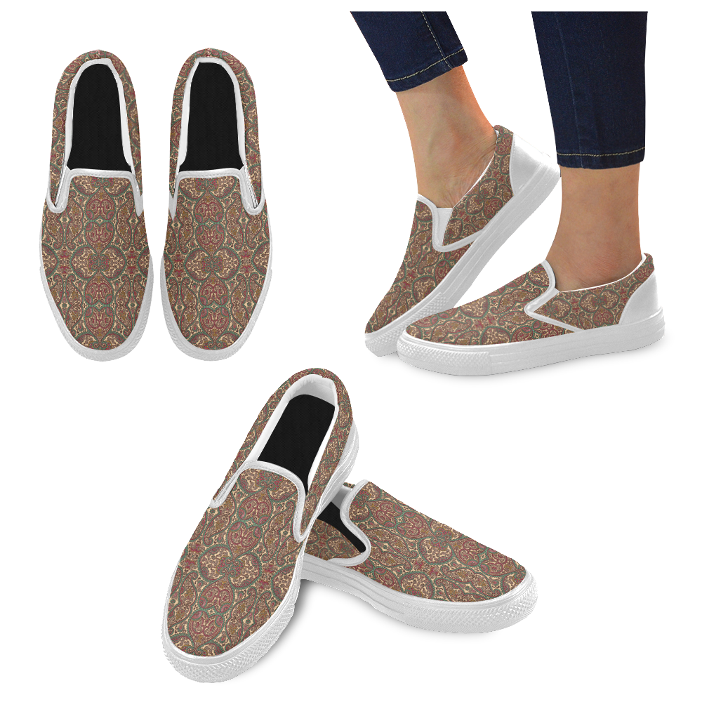 Shiny Rhinestone Hearts Women's Slip-on Canvas Shoes (Model 019)