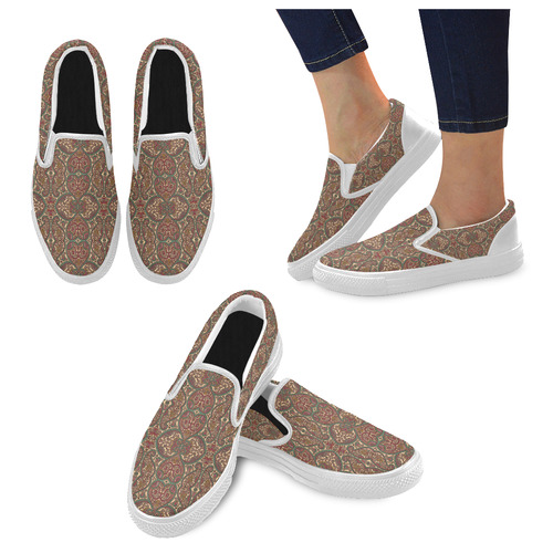 Shiny Rhinestone Hearts Women's Slip-on Canvas Shoes (Model 019)