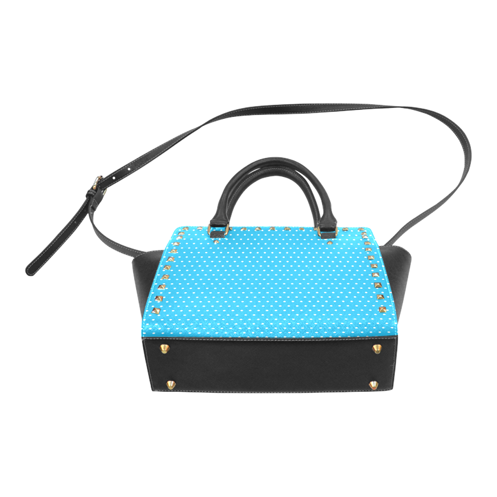 Polka Dot Pin SkyBlue - Jera Nour Rivet Shoulder Handbag (Model 1645)