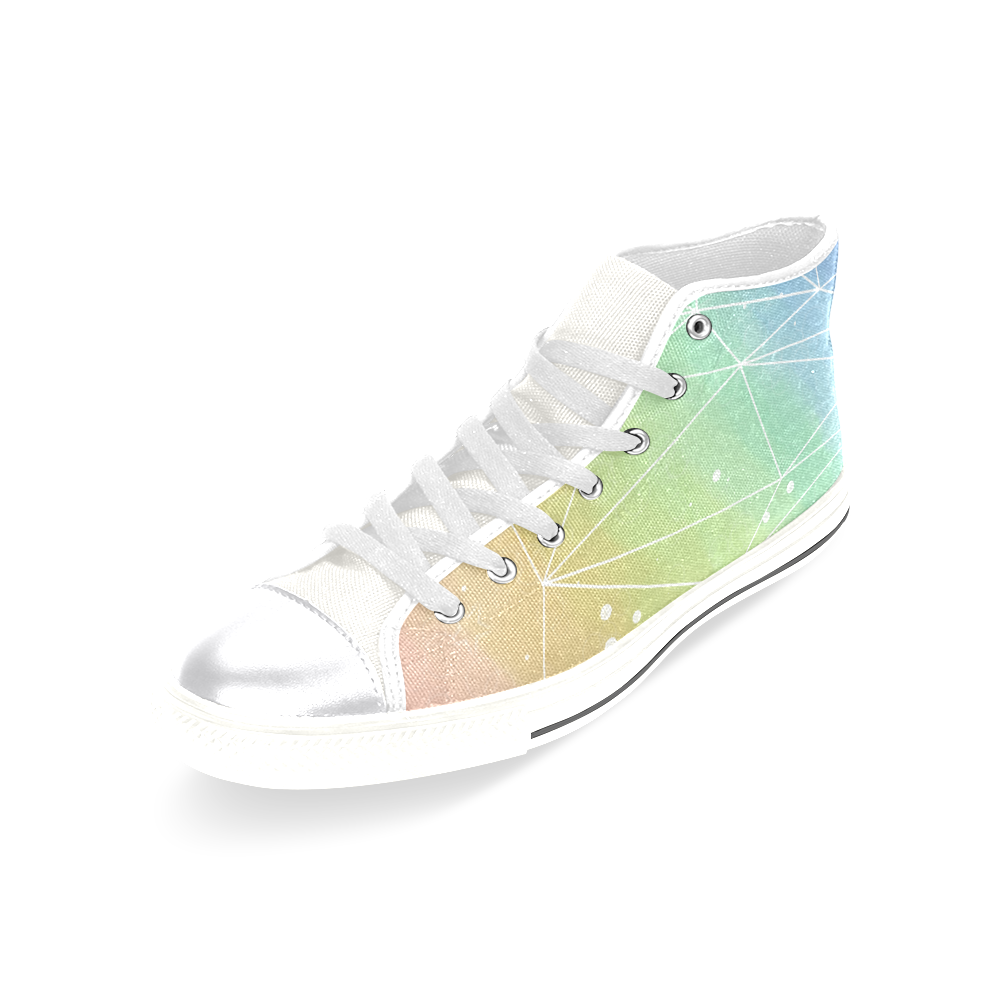 Geometric Rainbow Women's Classic High Top Canvas Shoes (Model 017)