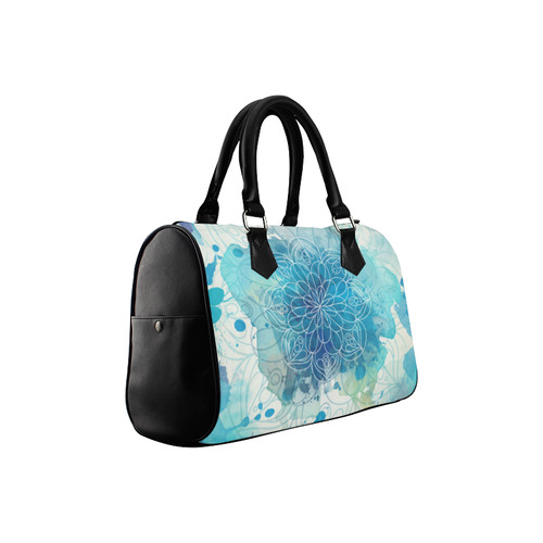 Blue Watercolor Splash Mandala Boston Handbag (Model 1621)