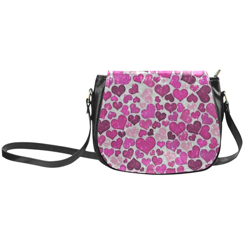 sparkling hearts pink by JamColors Classic Saddle Bag/Large (Model 1648)