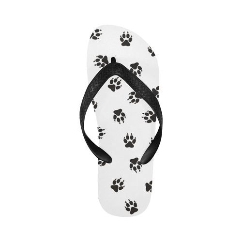 Footprints DOG black on clear background Flip Flops for Men/Women (Model 040)