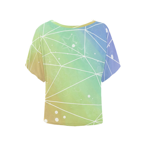 Geometric Rainbow Women's Batwing-Sleeved Blouse T shirt (Model T44)