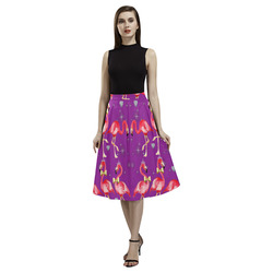 Royal rockabilly flamingo purple Aoede Crepe Skirt (Model D16)