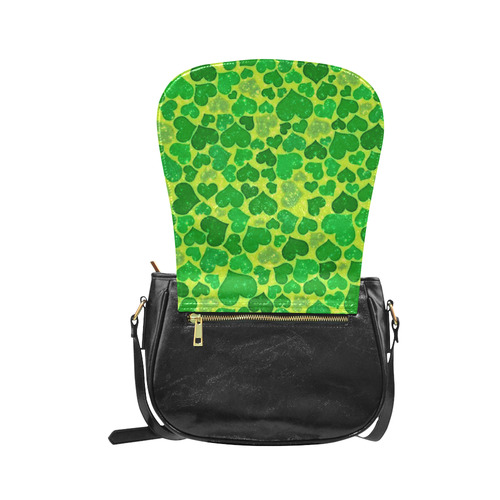 sparkling hearts, green by JamColors Classic Saddle Bag/Large (Model 1648)