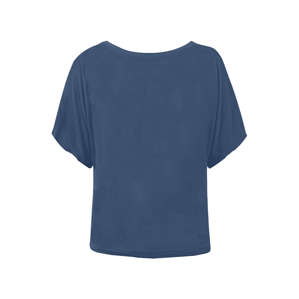 Navy Peony Women's Batwing-Sleeved Blouse T shirt (Model T44)