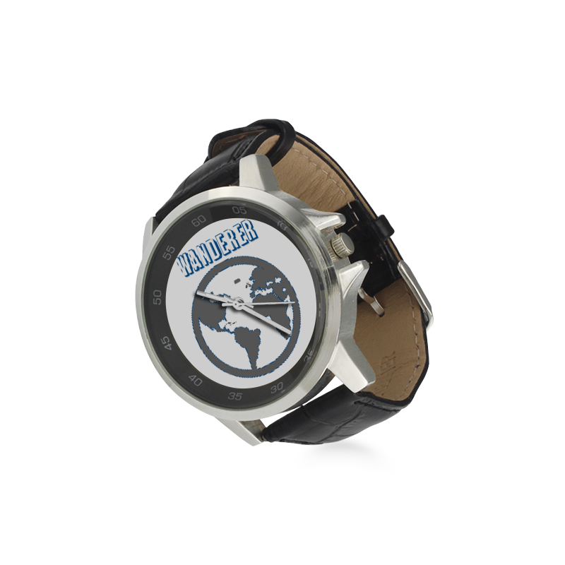 wanderer Unisex Stainless Steel Leather Strap Watch(Model 202)