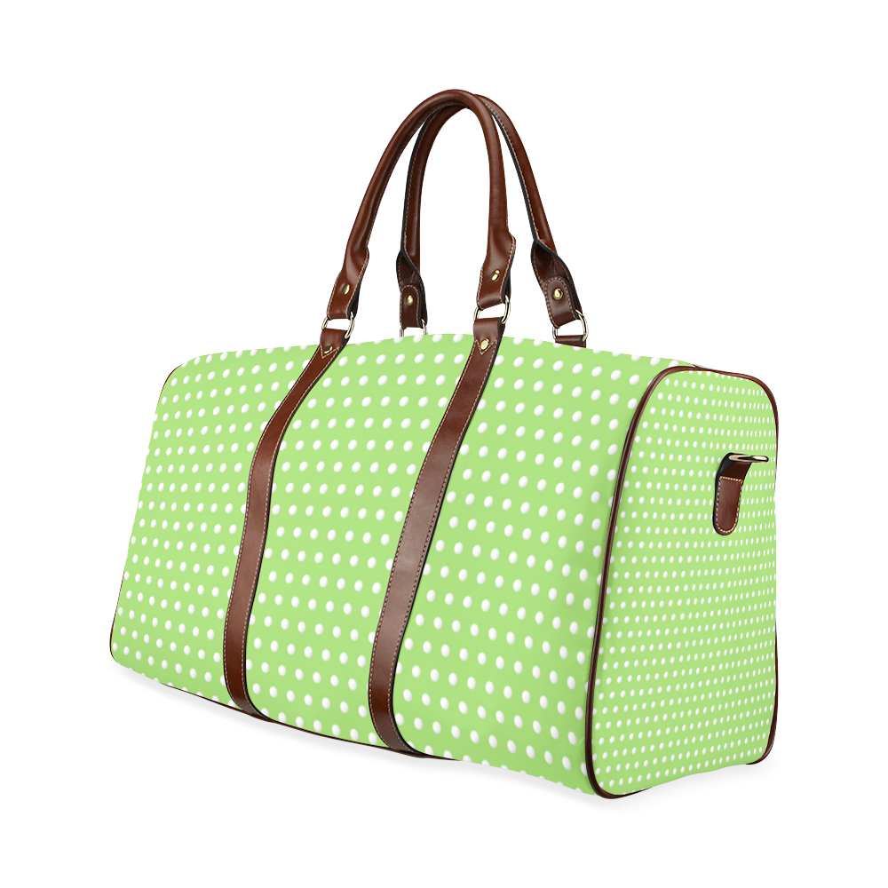 Polka Dot Pin Lime - Jera Nour Waterproof Travel Bag/Large (Model 1639)