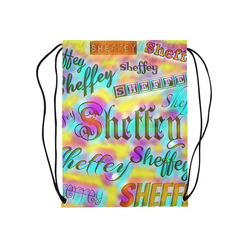 Sheffey Fonts - Yellow and Pink Rainbow Medium Drawstring Bag Model 1604 (Twin Sides) 13.8"(W) * 18.1"(H)