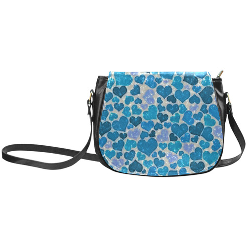 sparkling hearts, teal by JamColors Classic Saddle Bag/Large (Model 1648)