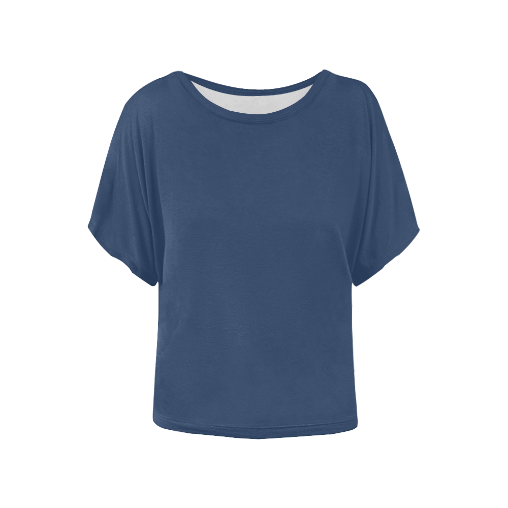 Navy Peony Women's Batwing-Sleeved Blouse T shirt (Model T44)