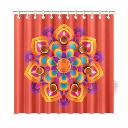Red Orange Purple Mandala Shower Curtain 72"x72"