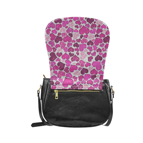 sparkling hearts pink by JamColors Classic Saddle Bag/Large (Model 1648)