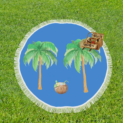 Palm Trees 1 Circular Beach Shawl 59"x 59"