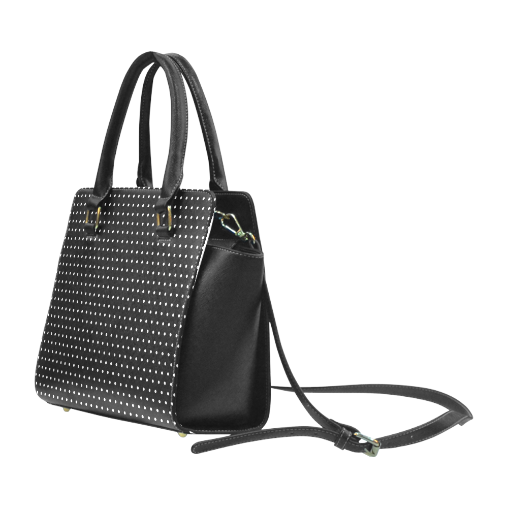 Polka Dot Pin Black - Jera Nour Rivet Shoulder Handbag (Model 1645)