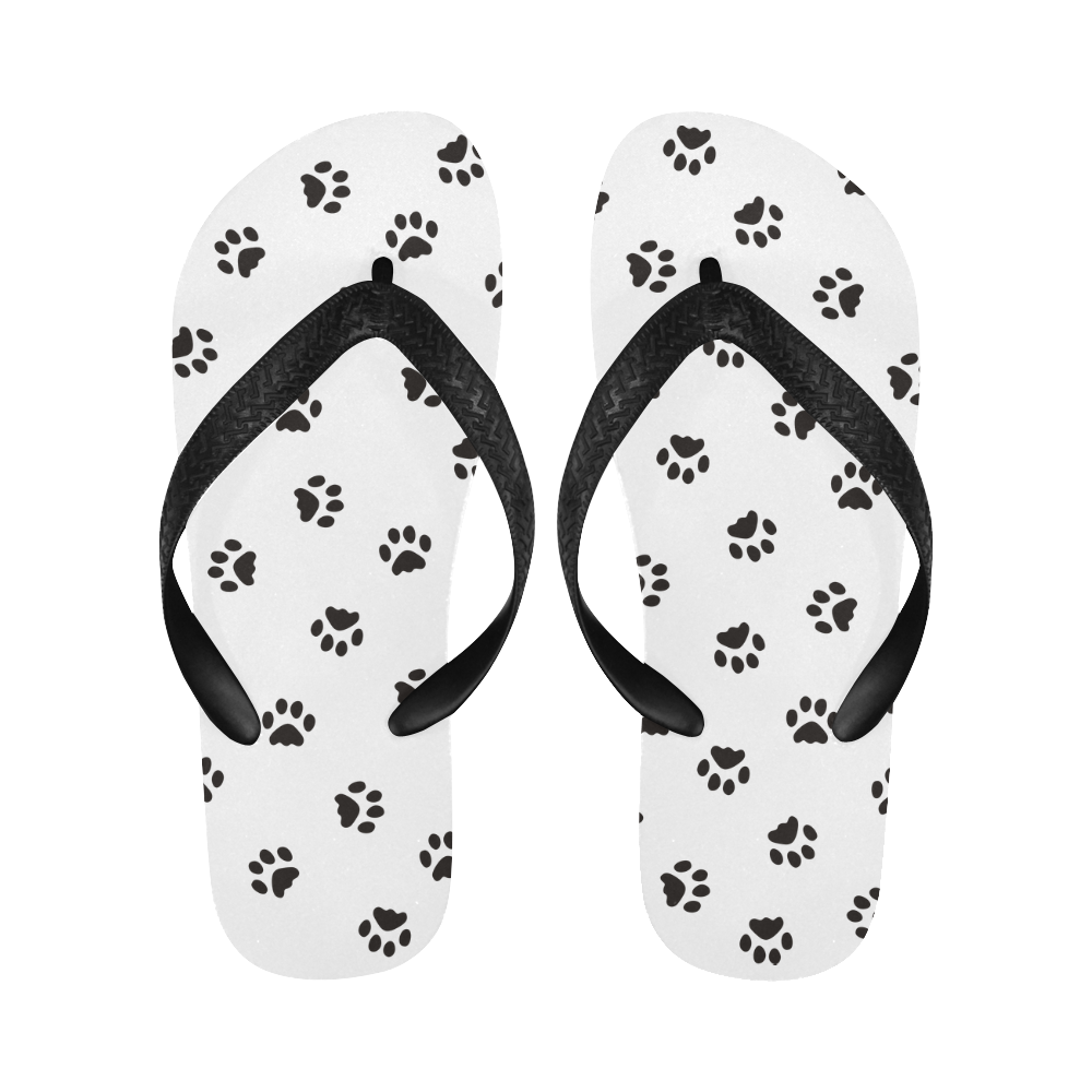 Footprints CAT black on clear background Flip Flops for Men/Women (Model 040)