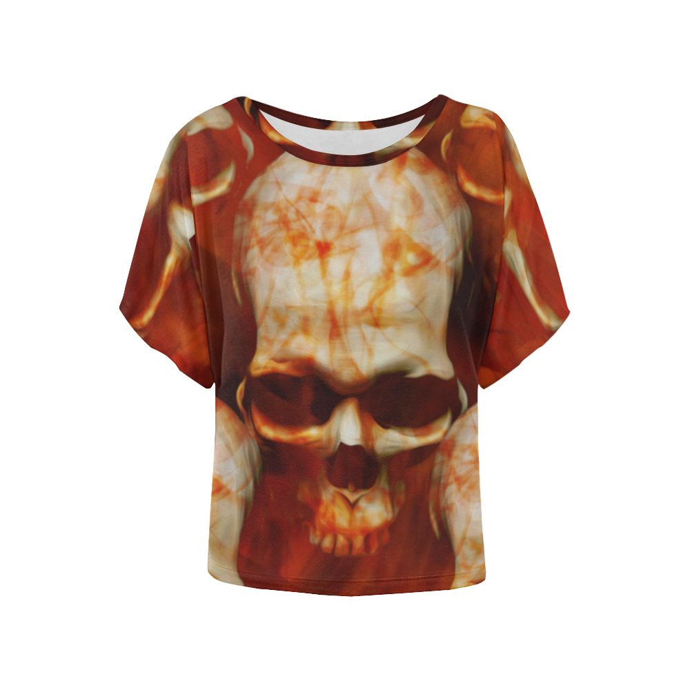 Marbled skulls Women's Batwing-Sleeved Blouse T shirt (Model T44)