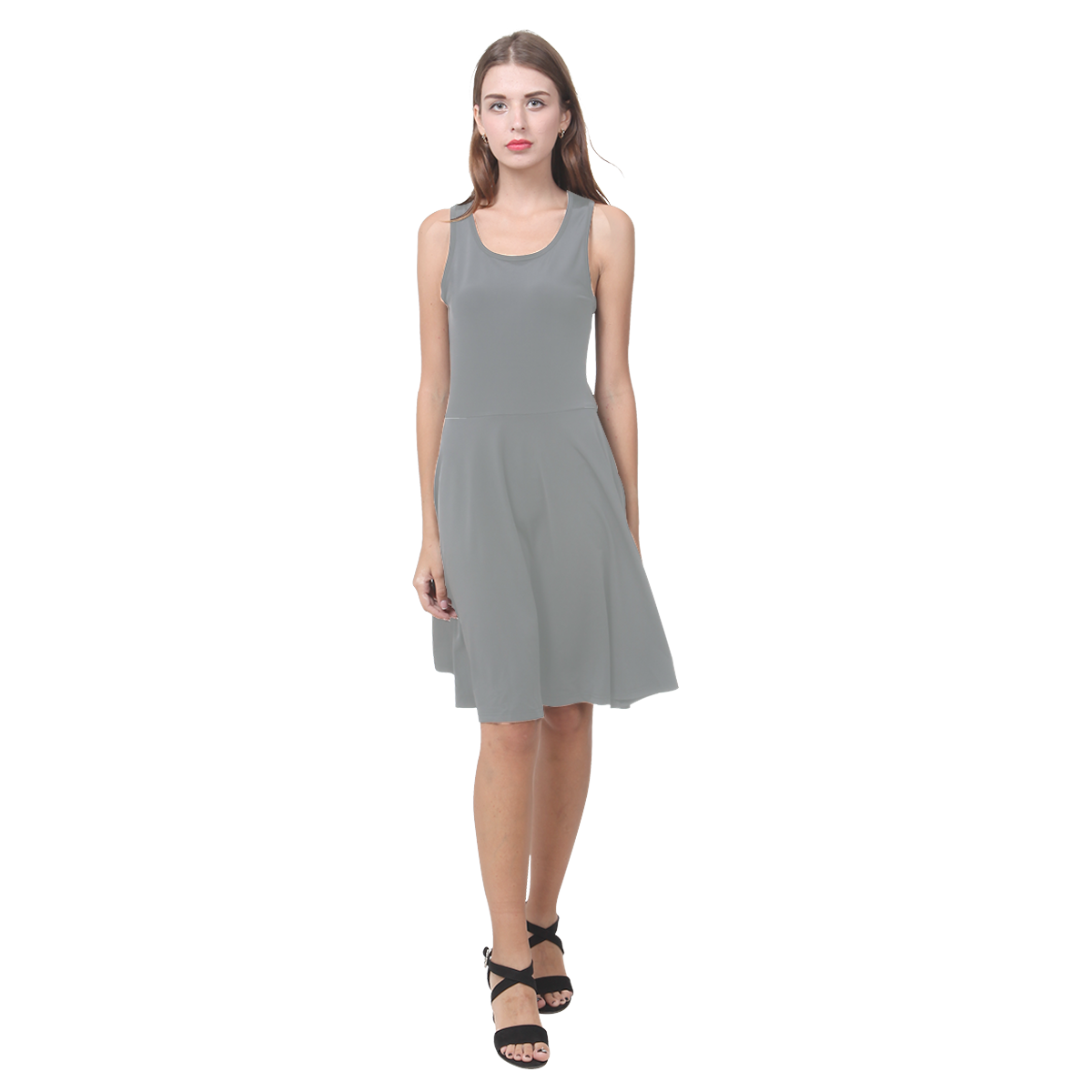 Neutral Gray Atalanta Casual Sundress(Model D04)