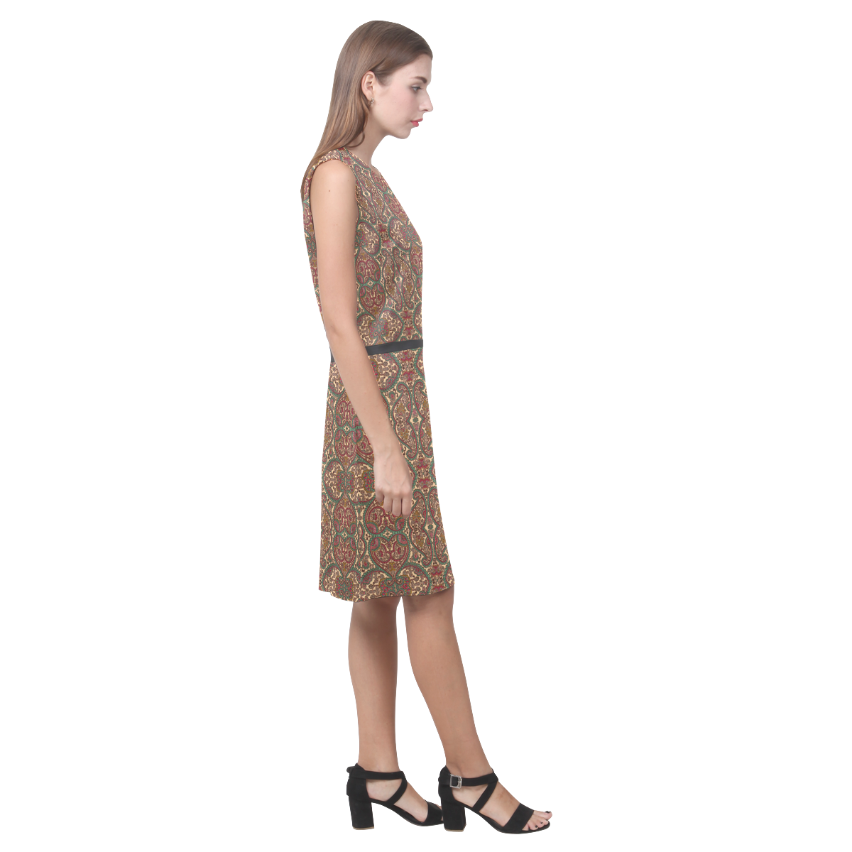Shiny Rhinestone Hearts Eos Women's Sleeveless Dress (Model D01)