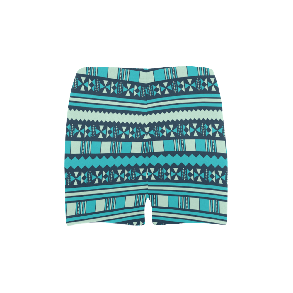 Blue Aztec Tribal Briseis Skinny Shorts (Model L04)