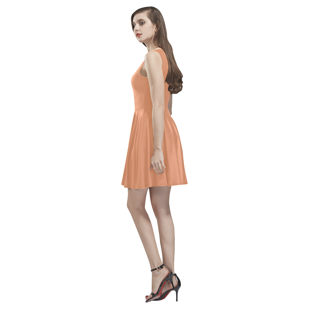 Copper Tan Thea Sleeveless Skater Dress(Model D19)