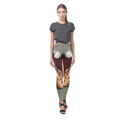 Violin with violin bow and flowers Cassandra Women's Leggings (Model L01)