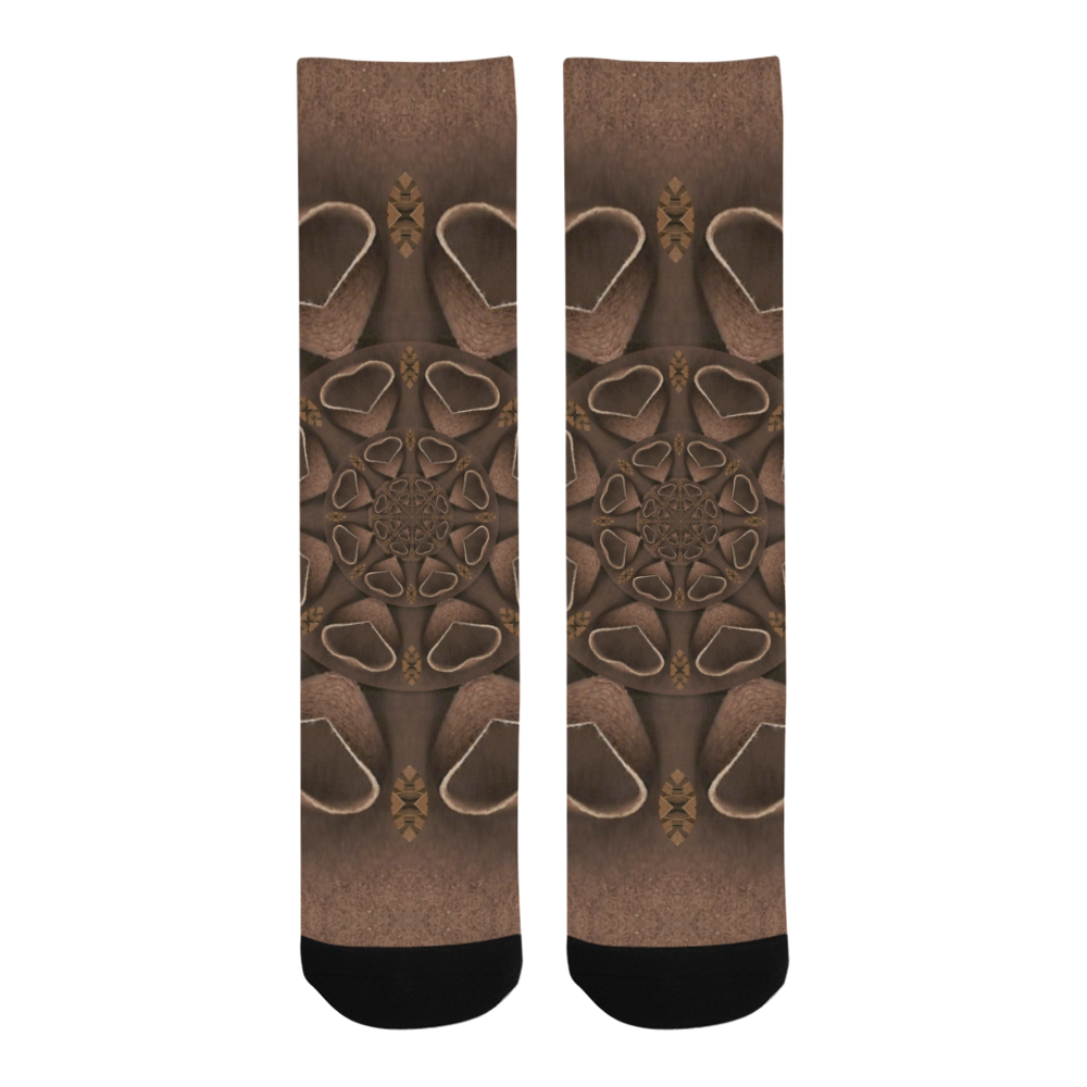 leather fantasy flower in mandala style Trouser Socks