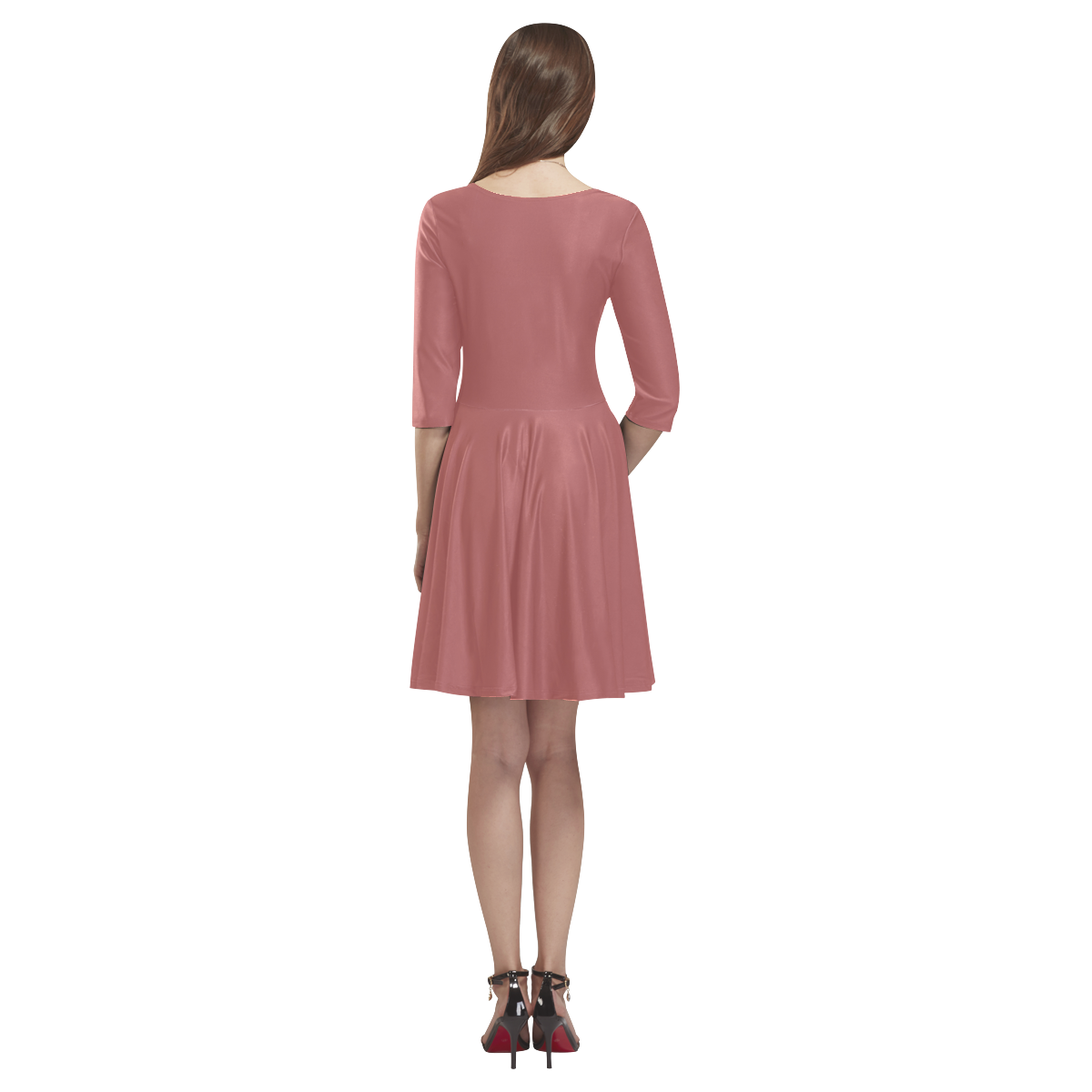 Dusty Cedar Tethys Half-Sleeve Skater Dress(Model D20)