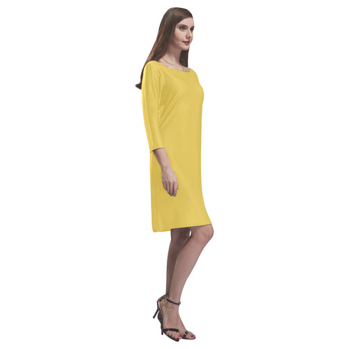 Primrose Yellow Rhea Loose Round Neck Dress(Model D22)